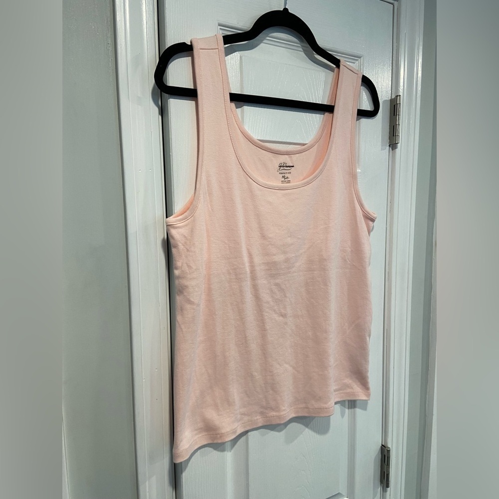 NWOT J. Crew Perfect Fit Size XXL Pink Scoop Neck Cotton Tank Top Stretch Lined - Picture 2 of 11
